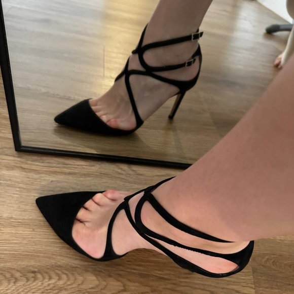 Jimmy Choo Lancer 85 Black Suede EU 40 US 9-9.5 Pump Heels - Picture 4 of 9